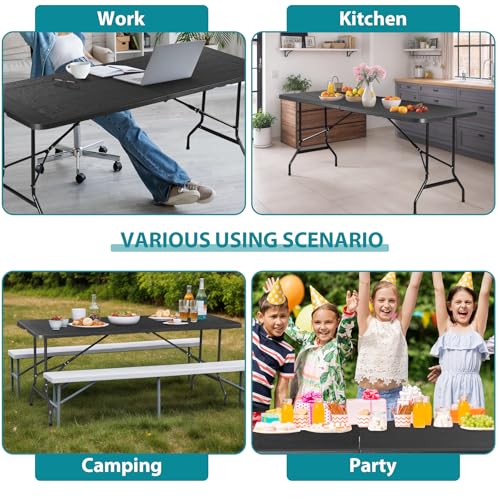 Portable 4 Foot Plastic Folding Table, Indoor Outdoor Heavy Duty, White R80992