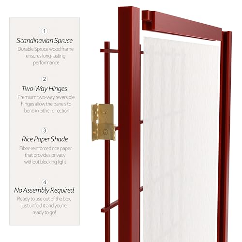 7 ft. Tall Window Pane Shoji Screen Room Divider, 3 Panels T5246