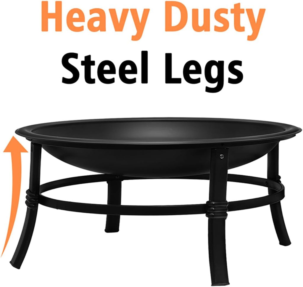 26 inch Outdoor Wood Burning Fire Pit with Spark Screen and Log Grate R5966