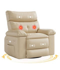 Electric Swivel Massage Chair, Power Rocking Recliner with Vibration and Heating, PU Leather Single Sofa with USB Port and Storage L680