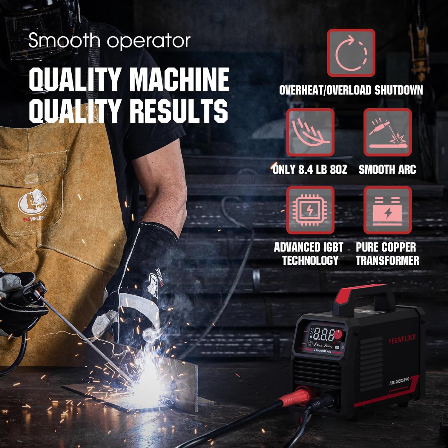 Stick Welder 205Amp with Lift TIG Torch, Dual Voltage Portable Welding Machine D1630