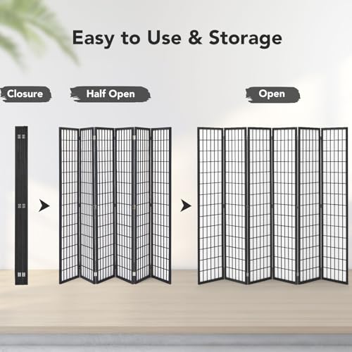 6 Panel Folding Shoji Screen Room Divider, 5.9 Ft, Natural J6469