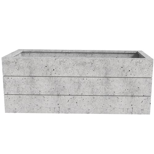 Modern Fiberstone and Clay Rectangular Planter with Drainage Holes Y7177