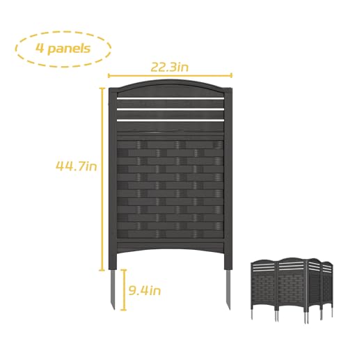 Air Conditioner Fence Privacy Screen, 4 Panels Outdoor Enclosure with Metal Stake U4943