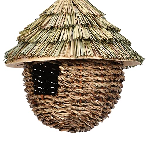 Hanging Straw Woven Bird House for Outdoor Backyard Decor V357981