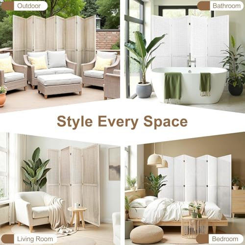 6 Panel Wooden Room Divider with Shelves B102027