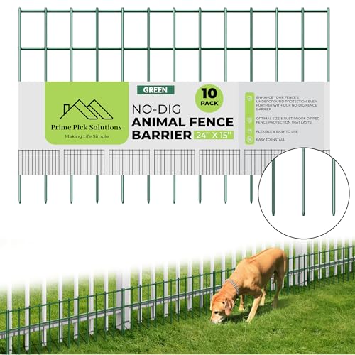 Dog Digging Fence Barrier - Anti Dig Fence Barrier -5 Pack-Black 24in(L) X15in(H) 1.8in Spacing l Dig Defense Animal Barrier l Keeps unwanted Pest Out l Hammer Cap for Easy Installation l Total 10ft