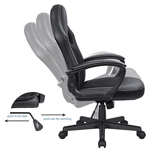 High Back Ergonomic Leather Gaming Chair, Adjustable (Blue) R643180