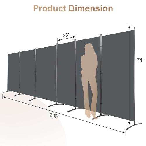 6 Panel Room Divider, Folding Privacy Screen, Freestanding Partition for Home Office P507