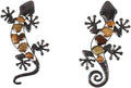 Home Decor Metal Gecko Wall for Garden Decoration Outdoor Statues Accessories Sculptures (2 Pack)