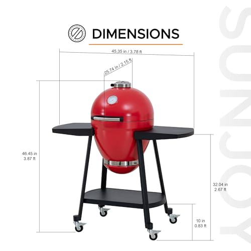 Charcoal Kamado Grill with Pizza Stone and Wheels Q84418