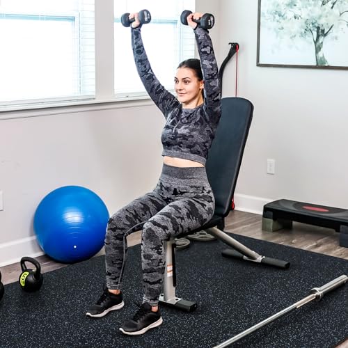 24 Pcs Interlocking EVA Foam Gym Mats with Rubber Top, Black A6287