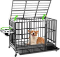 48" Heavy-Duty Dog Crate with Wheels and Dual Adjustable Bowls F169