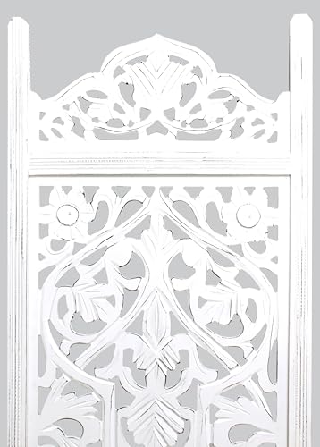 4 Panel Folding Wood Room Divider, Antique Brown, 72 x 80 L396608