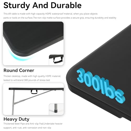 Heavy Duty Portable Folding Table for Dining, Parties, and Camping E6001