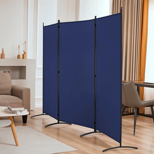 3 Panel Room Divider Folding Partition Privacy Screen, Freestanding Fabric Panel, 102" W x 71" H, Black V153