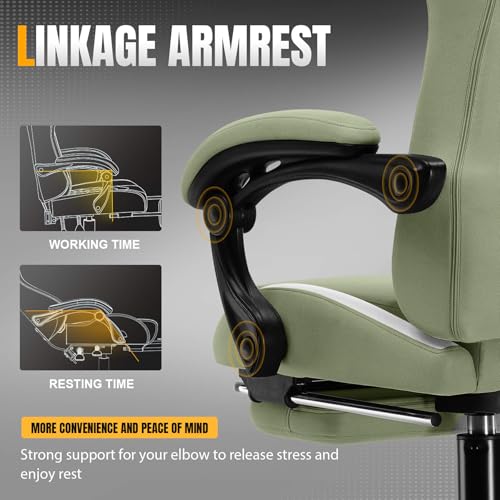 Gaming Chair Ergonomic Office Chair with Foot Rest, Breathable Fabric Computer Chair with Headrest and Lumbar Support V504535
