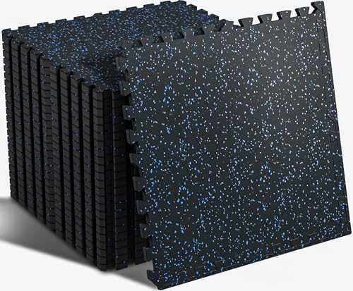 24 Pcs Interlocking EVA Foam Gym Mats with Rubber Top, Black A6287