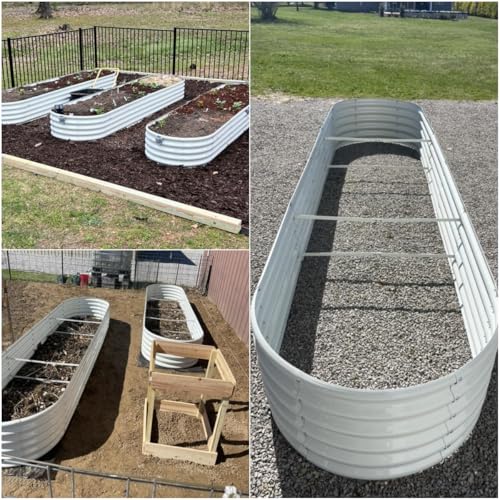 Galvanized Raised Garden Bed Oval Metal Planter Box for Vegetables Flowers A9593