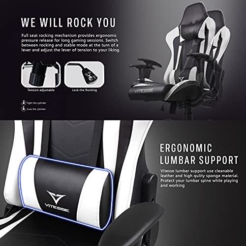 Gaming Chair High Back Ergonomic Racing Desk with Lumbar Support and Headrest, Purple Y569