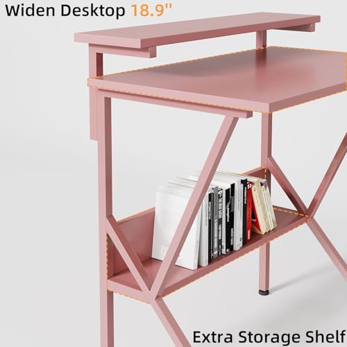 Small Desk with Adjustable Monitor Stand for Small Spaces, Grey D8453