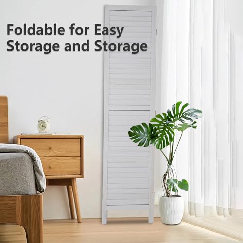 6 Panel Wood Room Divider Freestanding White 5.57 FT S6393