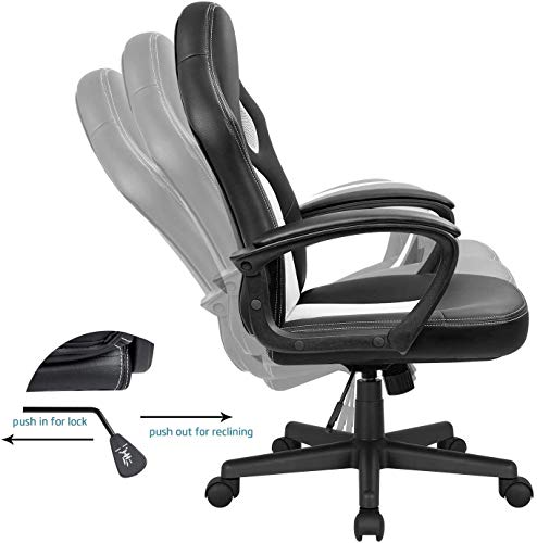 High Back Ergonomic Leather Gaming Chair, Adjustable (Blue) R643180