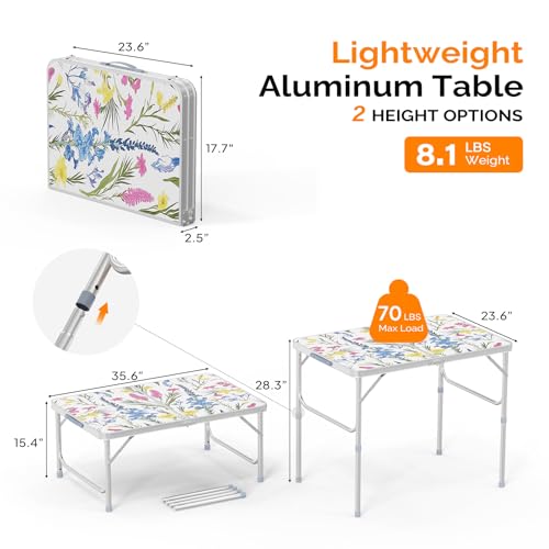 3ft Aluminum Folding Camping Table with Carrying Handle L179408