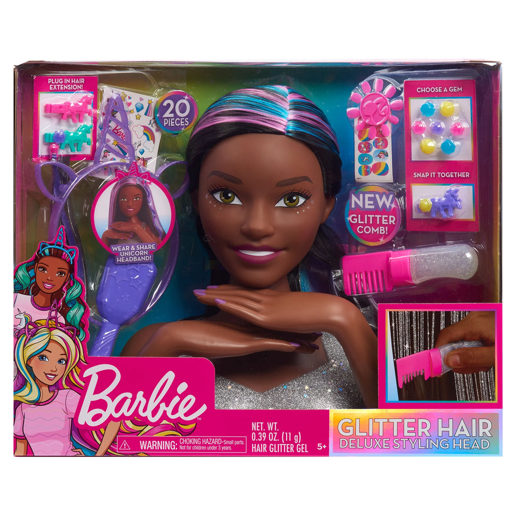Glitter and Go Styling Head with Black Hair, Kids Toy for Ages 5 Up E551