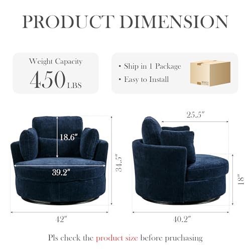 Oversized Swivel Barrel Chair with Ottoman, Chenille, Beige X252712