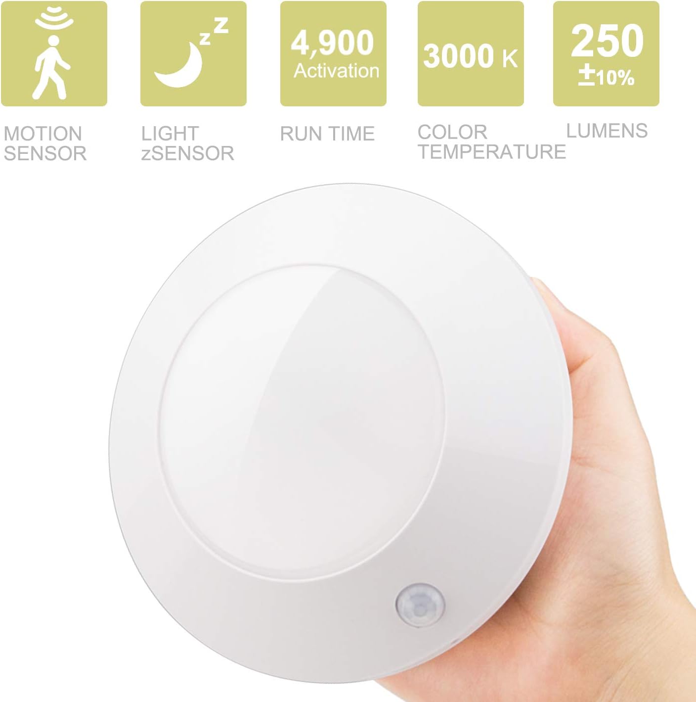 Motion Sensor Ceiling Light Cordless Battery Powered LED Warm White for Indoor B182757