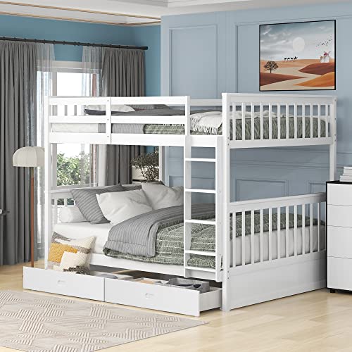 Twin Over Full Bunk Bed with Slide and Stairs for Kids E212