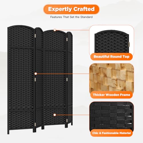 4 Panel Room Divider Screen 5.6 Ft Tall Folding Privacy Partition N658