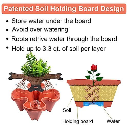 Stackable Planters 7-Tier Vertical Garden Tower with Removable Wheels T398400