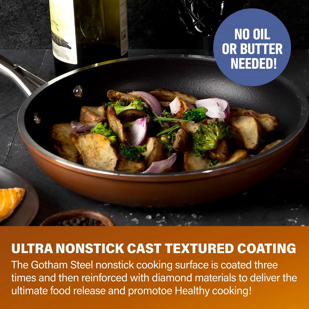 Copper Cast Frying Pan Set, Nonstick Cookware T172