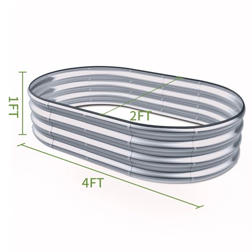 Galvanized Raised Garden Bed Oval 4x2x1ft Outdoor Planter Box I977