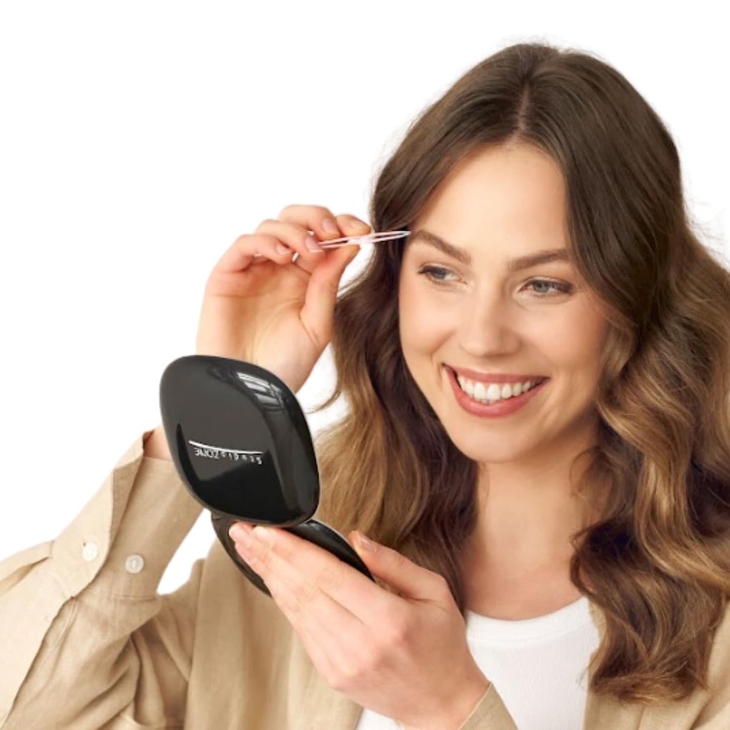 Compact Mirror with Light, 10X Magnifying, USB Rechargeable, 3 Color LED F7810