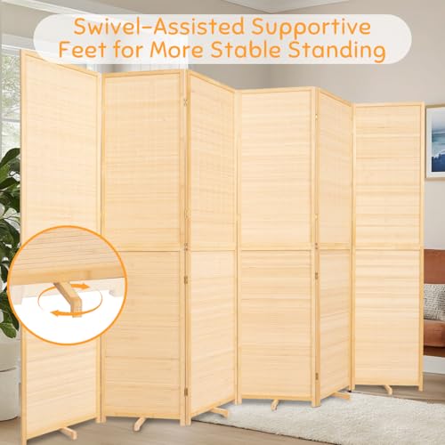 Bamboo Room Divider Folding Privacy Screen, 4 Panel, Beige T32841