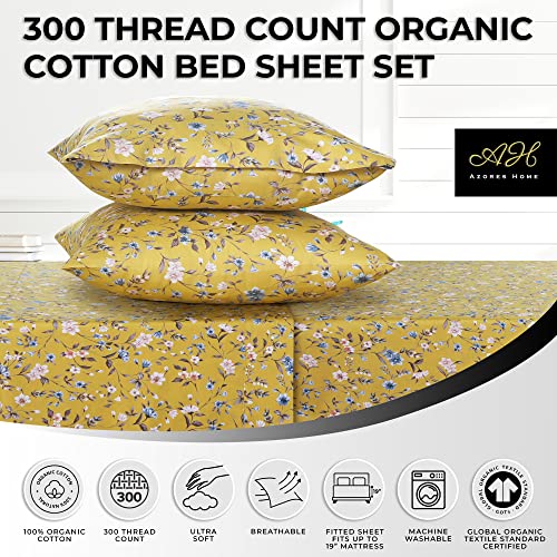 Queen Size Organic Cotton Deep Pocket Bed Sheet Set, Fits 19 inch Mattress, Cream T61150