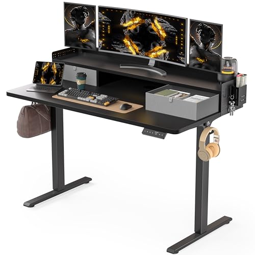 Electric Standing Desk with 2 Drawers, Height Adjustable for Home Office B137