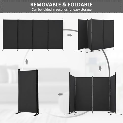 3 Panel Room Divider Folding Partition Privacy Screen, Freestanding Fabric Panel, 102" W x 71" H, Black V153