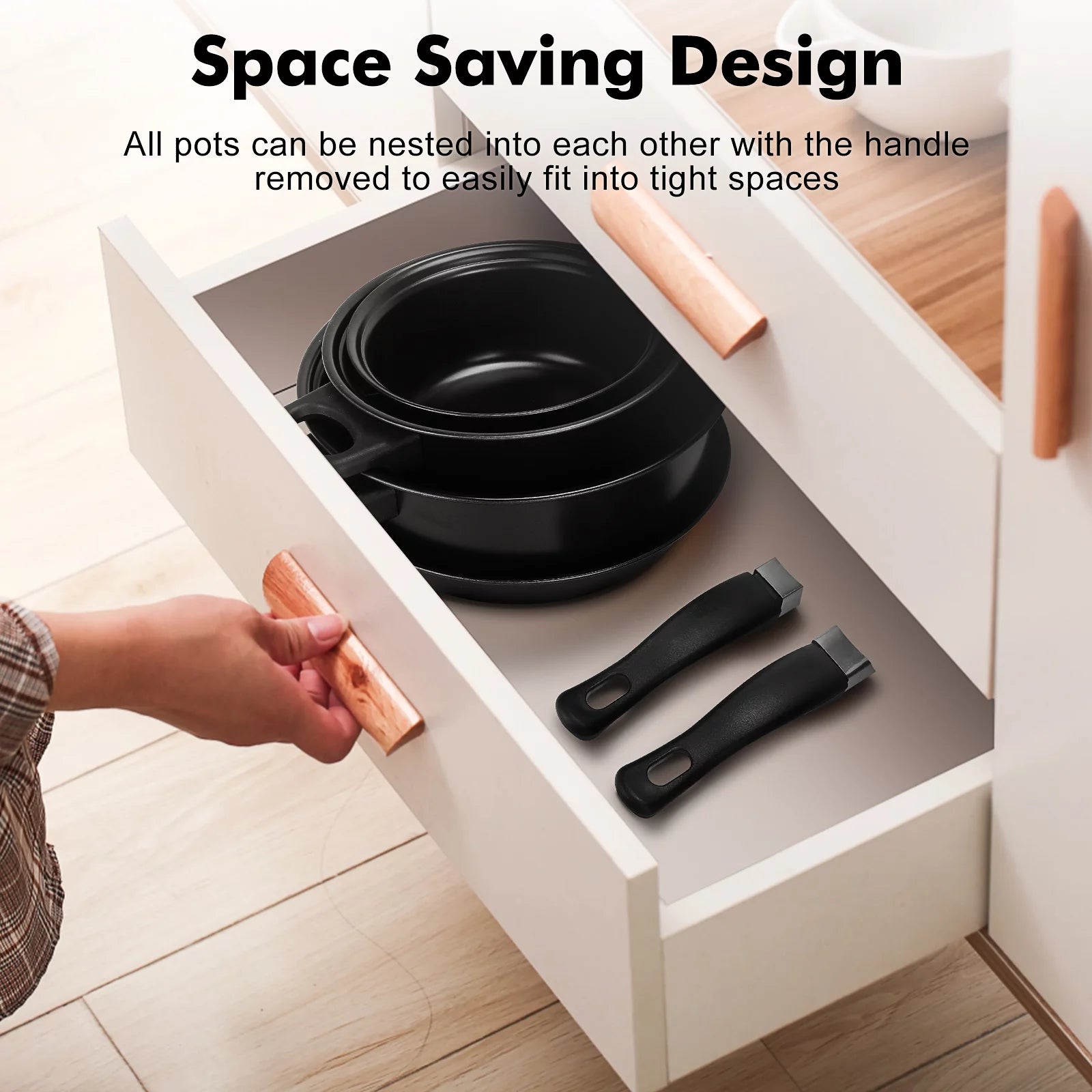 Non-Stick Cookware Set, 13 Piece, Portable with Glass Lids J188