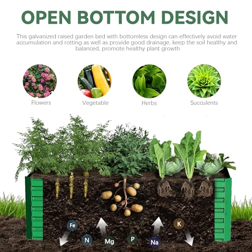 Galvanized Raised Garden Bed 8x4x2ft, Large Metal Planter Box for Vegetables, Flowers, Herbs J9369
