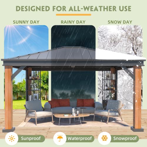 12x20 Hardtop Gazebo Double Roof Galvanized Steel Outdoor Aluminum Frame with Netting and Curtains M3306