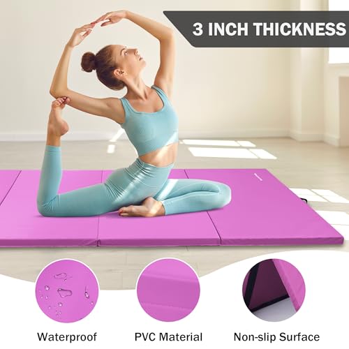 Folding Exercise Gymnastics Mat 4x10x3 Inch with Carrying Handles G881552