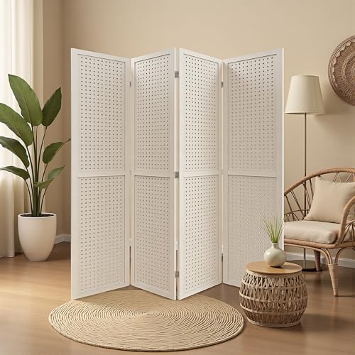 6 Panel Wooden Room Divider with Shelves B102027