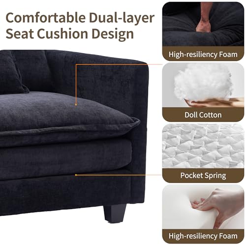Chenille Lounge Chair with Ottoman, Beige W1064