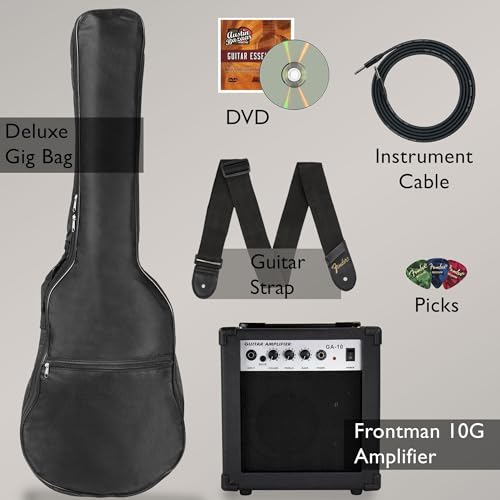 Stratocaster Electric Guitar Bundle with Amplifier, Gig Bag, Strap, Cable, Picks, and DVD S5583
