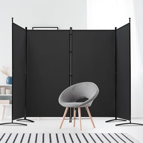 3 Panel Room Divider Folding Partition Privacy Screen, Freestanding Fabric Panel, 102" W x 71" H, Black V153