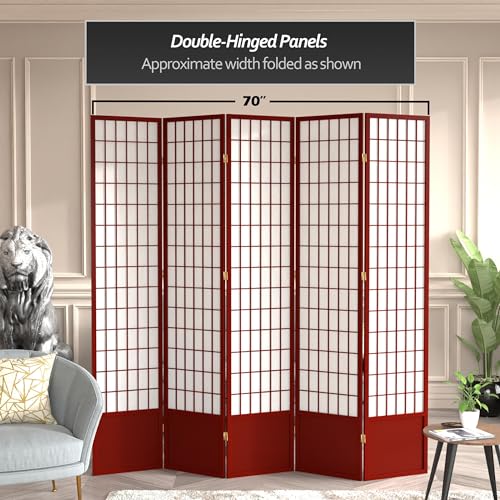 7 ft. Tall Window Pane Shoji Screen Room Divider, 3 Panels T5246